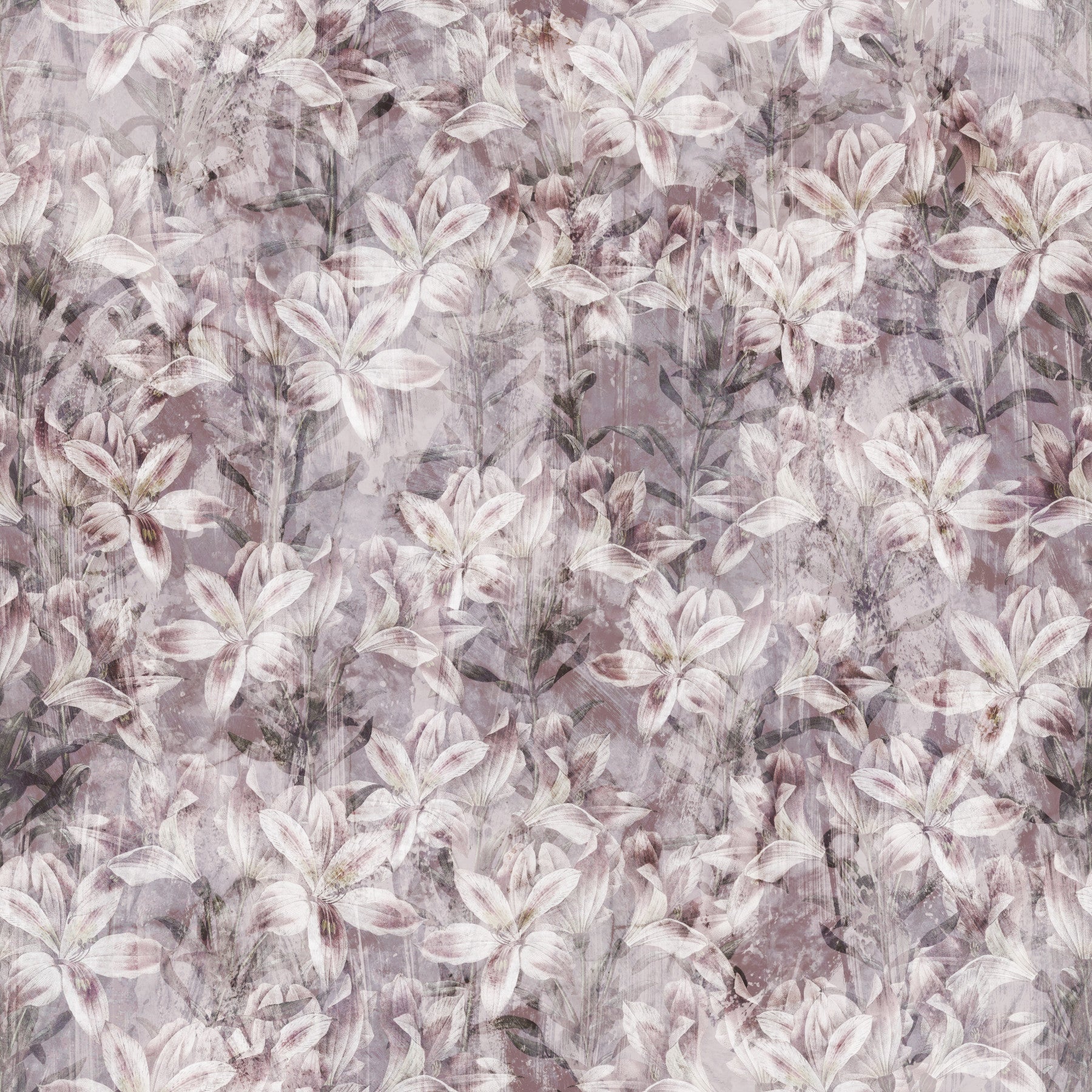 Vintage Lilac Floral Sketch Wallpaper⁠