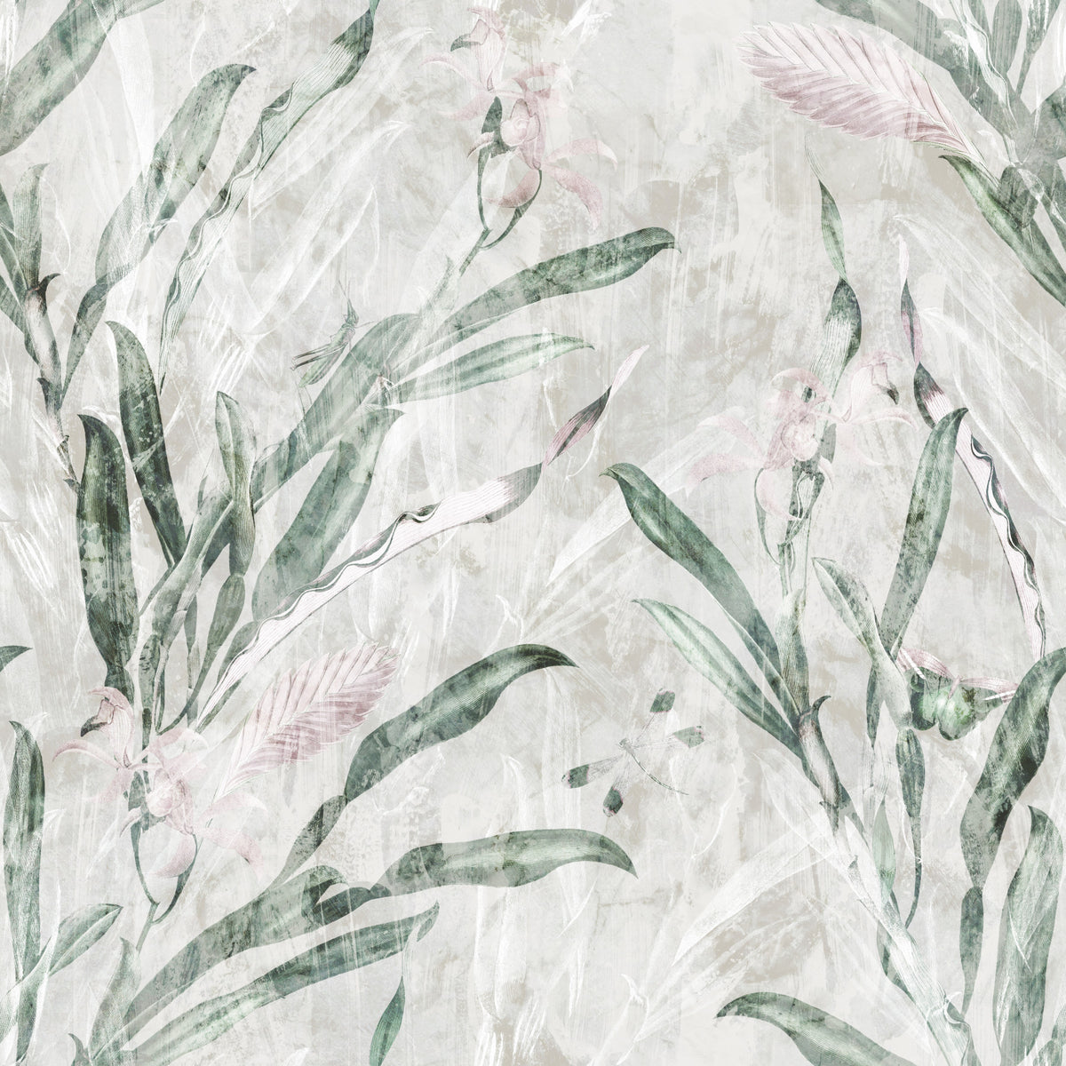 Ethereal Botanical Sage and Blush Wallpaper⁠ in your room — zoomed
