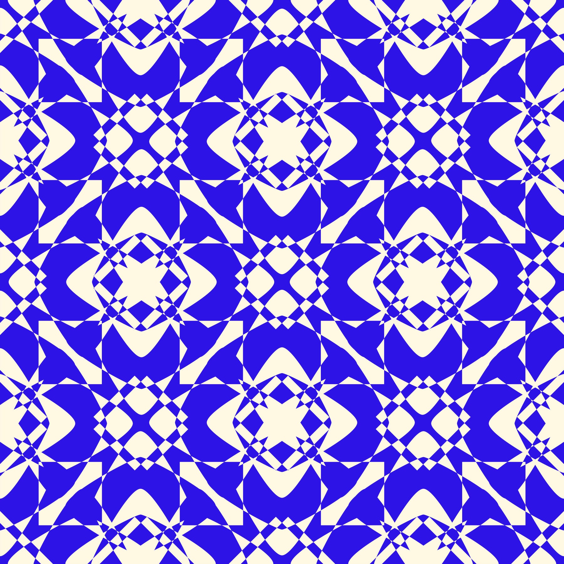 Modern Blue and Cream Abstract Grid Wallpaper⁠