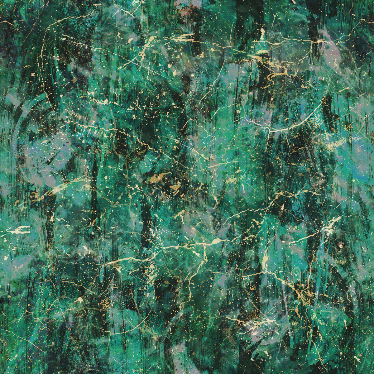 Abstract Emerald Fractured Glaze Wallpaper⁠ in your room