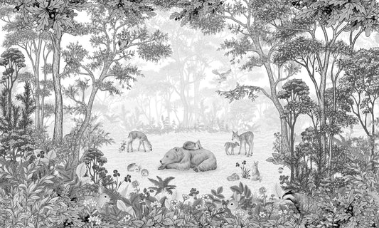 Enchanted Woodland Wildlife Scene Wall Mural