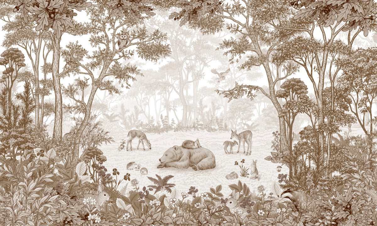 Enchanted Woodland Wildlife Scene Wall Mural in your room
