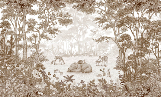 Enchanted Woodland Wildlife Scene Wall Mural