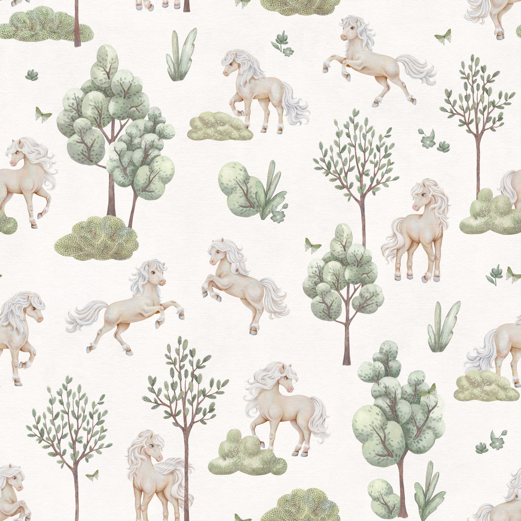 Galloping Pony Woodland Scene Wallpaper⁠