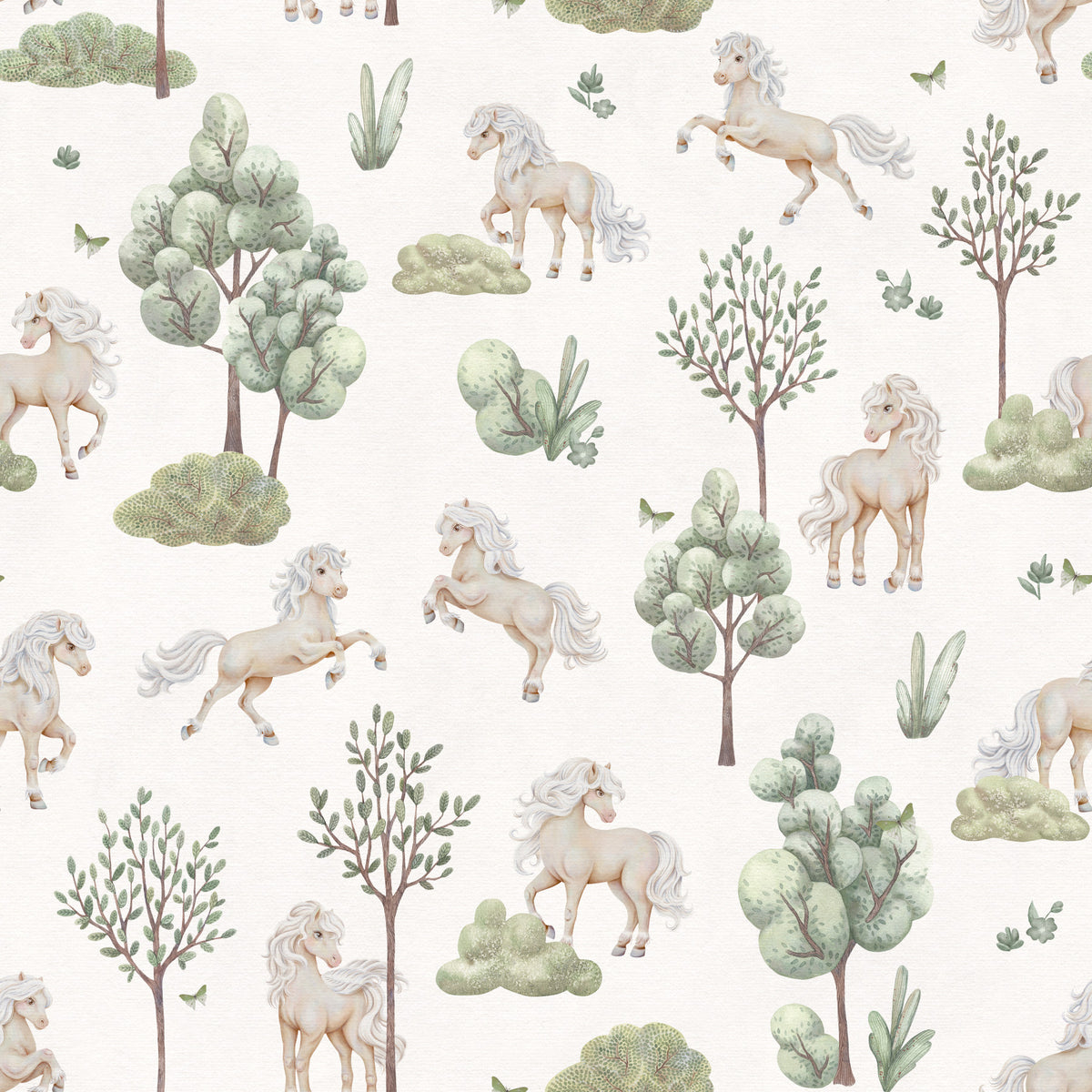 Galloping Pony Woodland Scene Wallpaper⁠