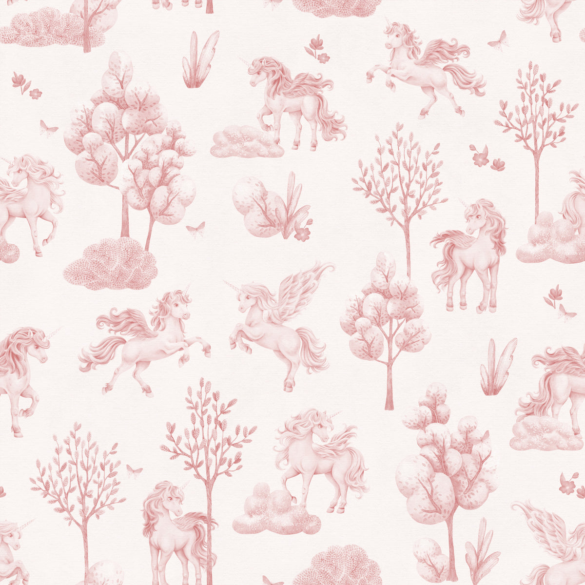 Enchanted Blush Unicorn Meadow Wallpaper⁠ in your room