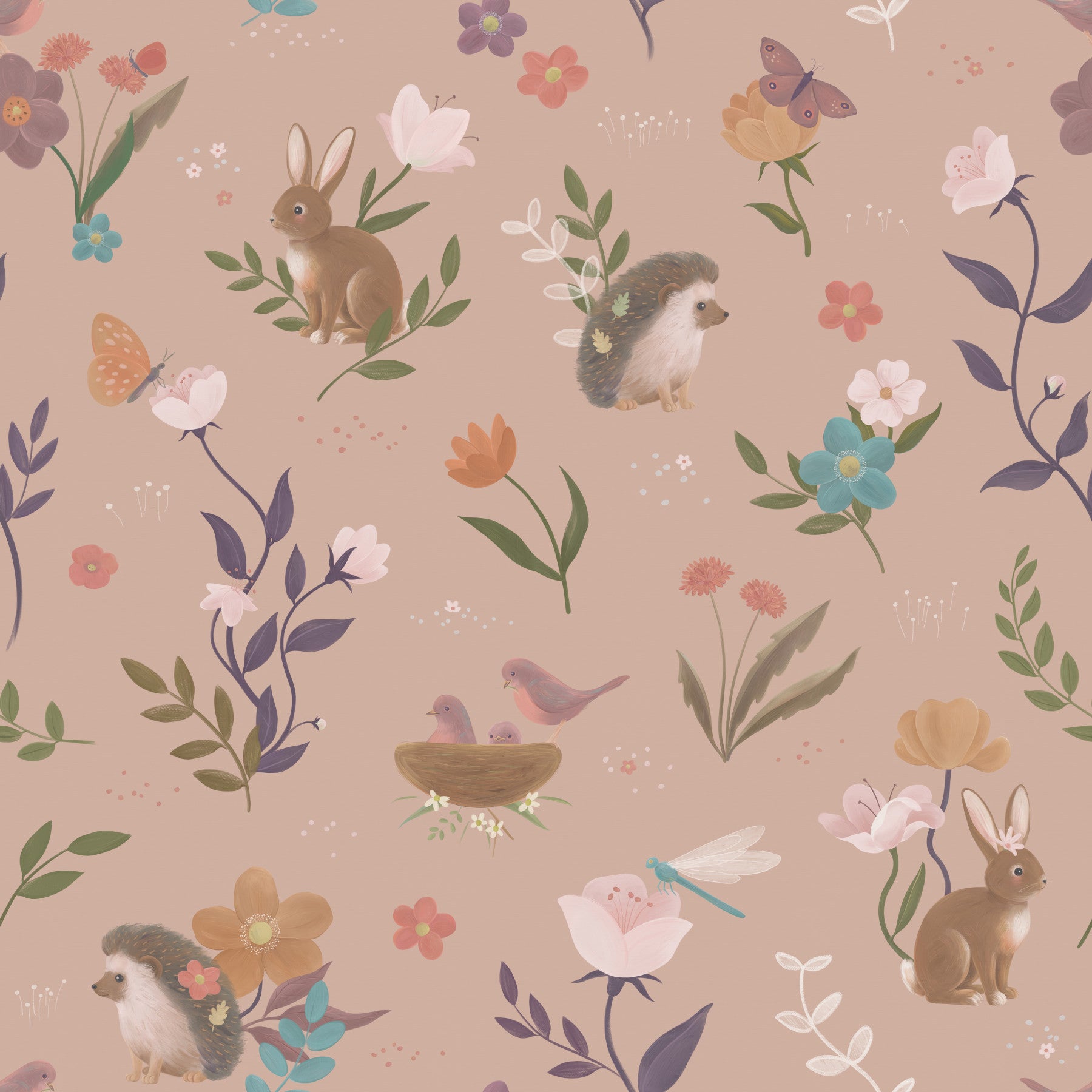 Whimsical Forest Friends Meadow Wallpaper⁠