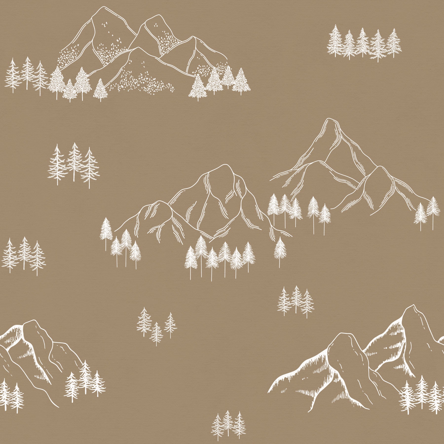 Serene Forest Peak Sketch Wallpaper⁠