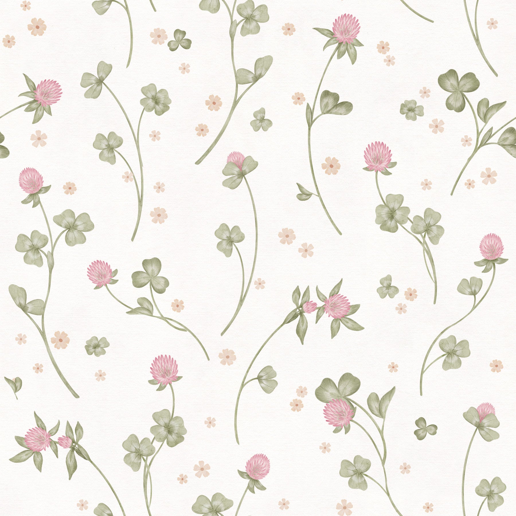 Meadow Clover Botanical Illustration Wallpaper⁠