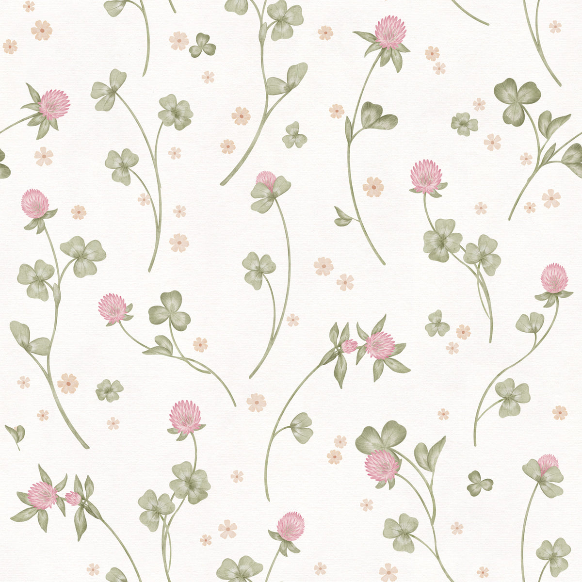 Meadow Clover Botanical Illustration Wallpaper⁠ in your room