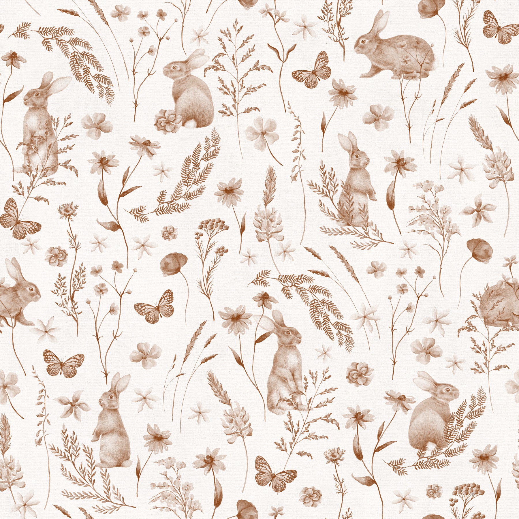 Rustic Woodland Rabbit Meadow Wallpaper⁠