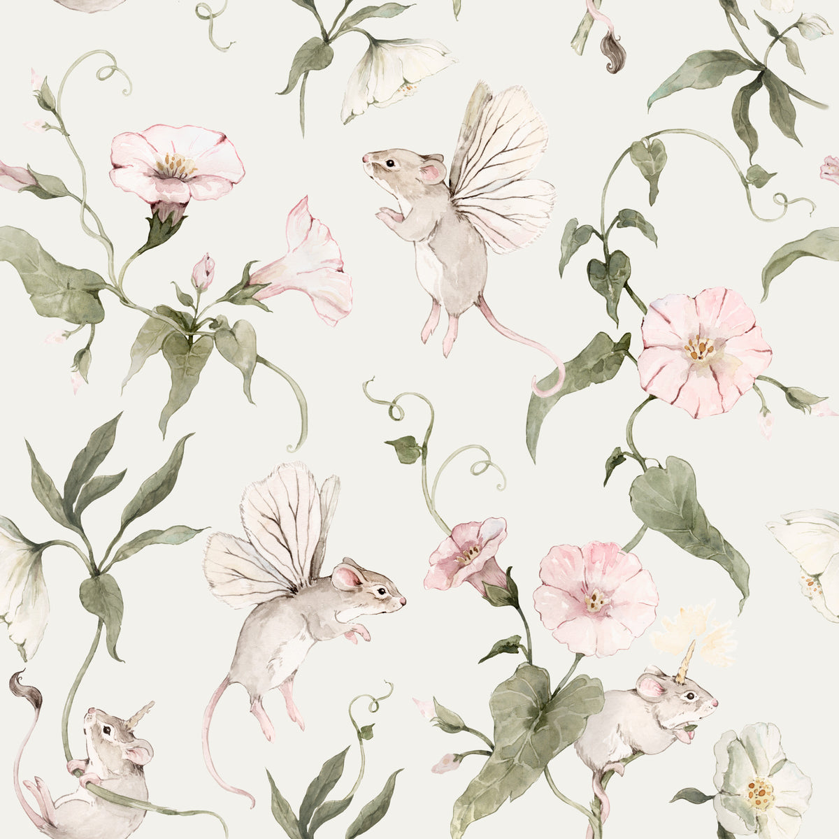 Enchanted Floral Meadow with Fairies Wallpaper⁠ in your room — zoomed