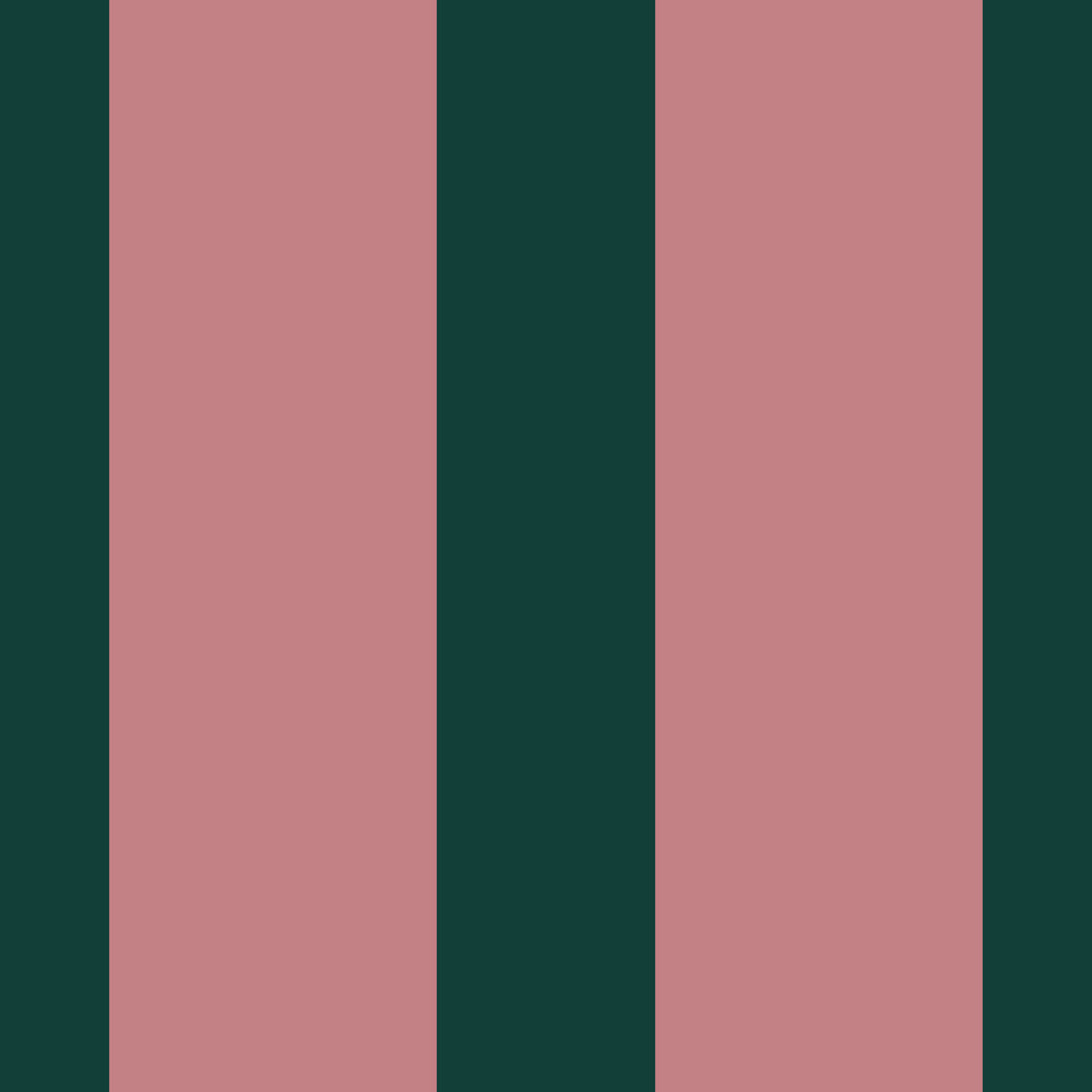 Deep Forest and Dusky Pink Vertical Stripes Wallpaper⁠