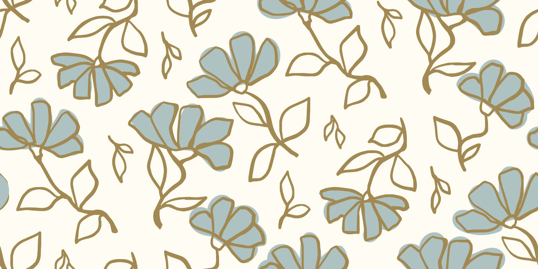 Minimalist Soft Blue Floral Line Art Wallpaper⁠