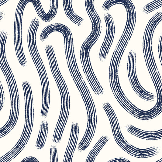 Indigo Fluid Lines Wallpaper⁠