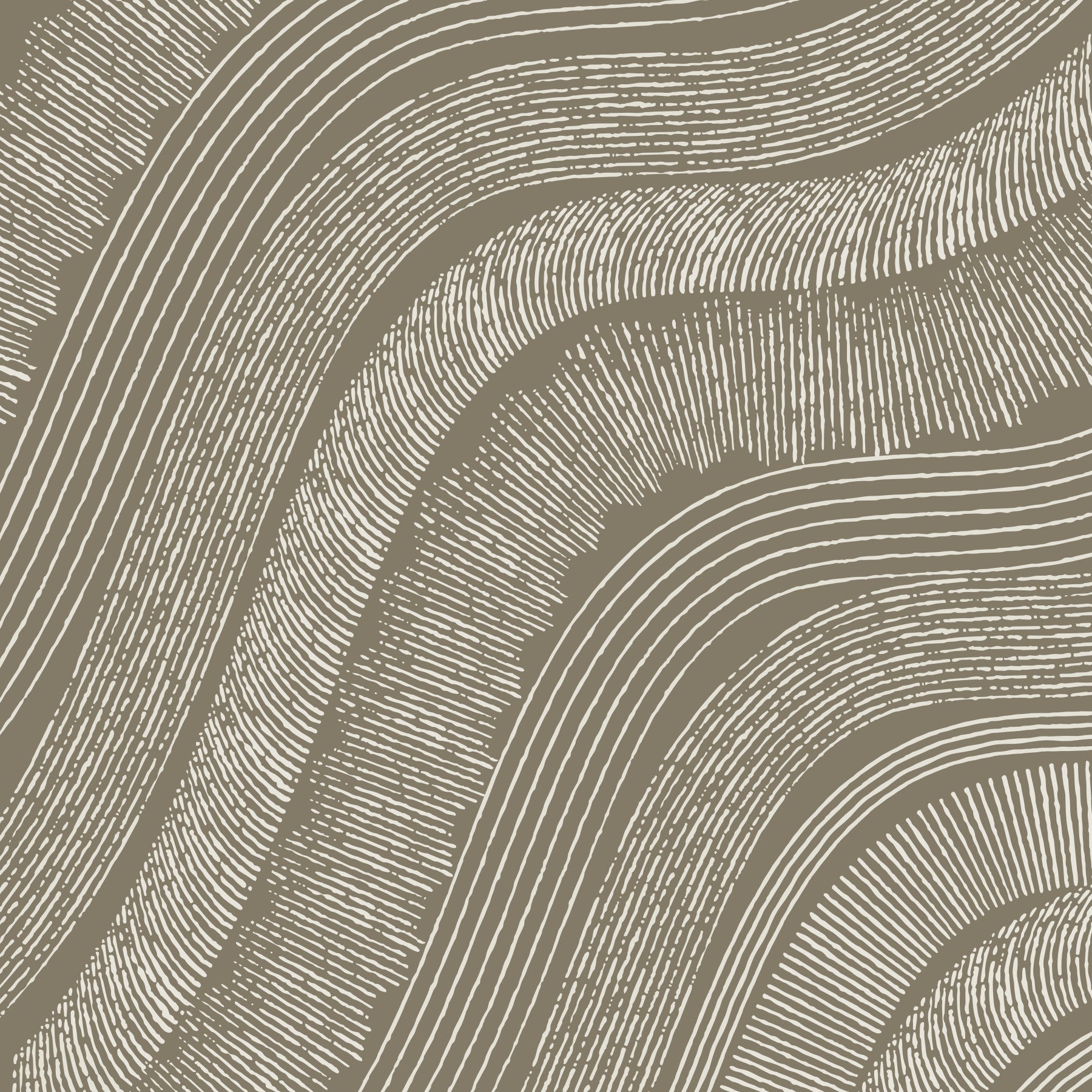 Taupe Wavy Etched Lines Wall Mural
