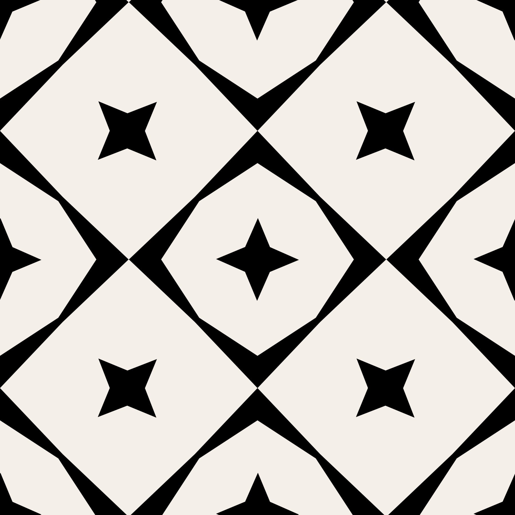 Monochrome Geometric Star Grid Wallpaper⁠