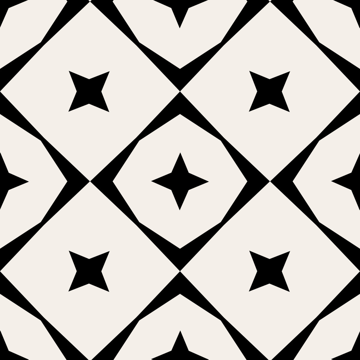 Monochrome Geometric Star Grid Wallpaper⁠
