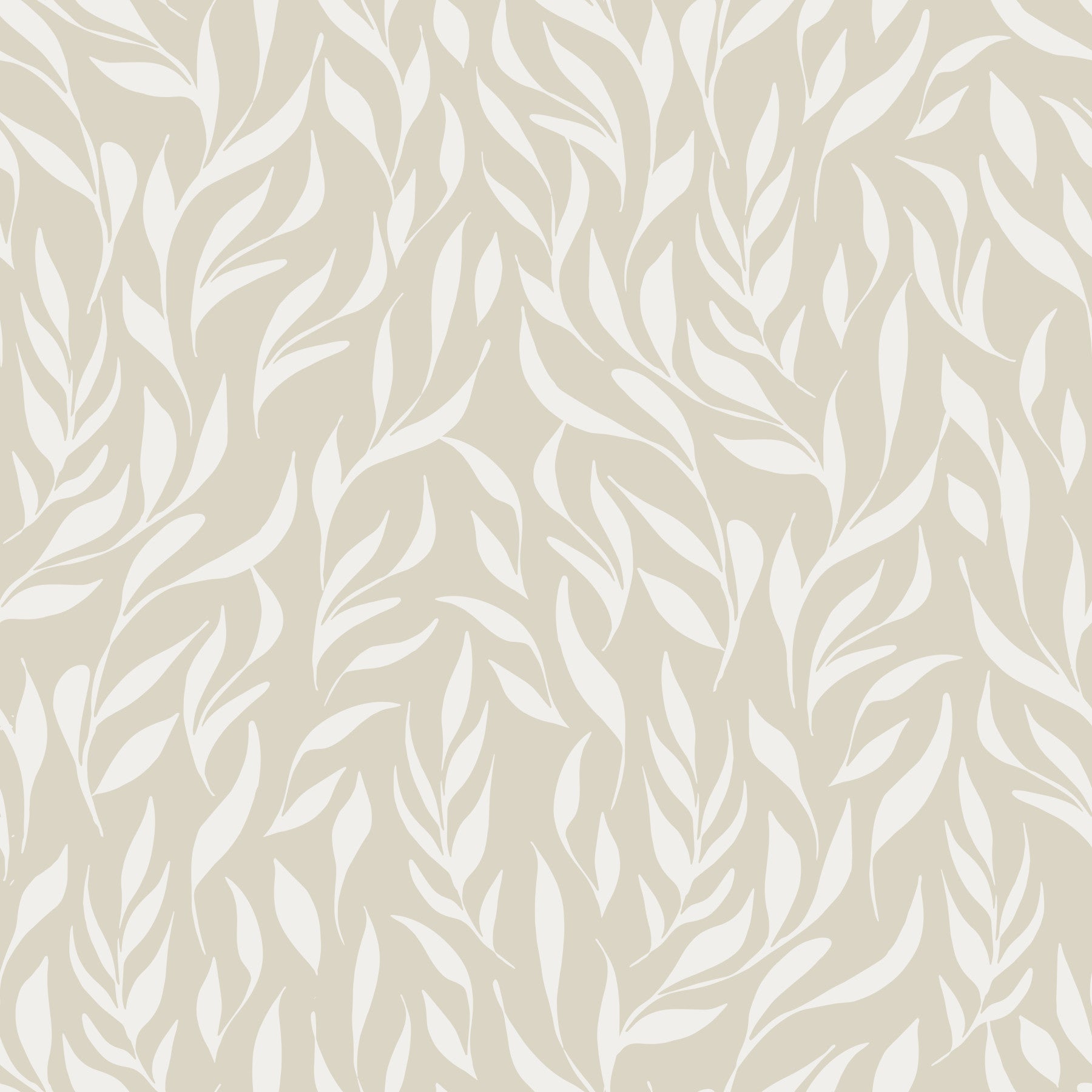 Serene Cream Botanical Leaves Wallpaper⁠