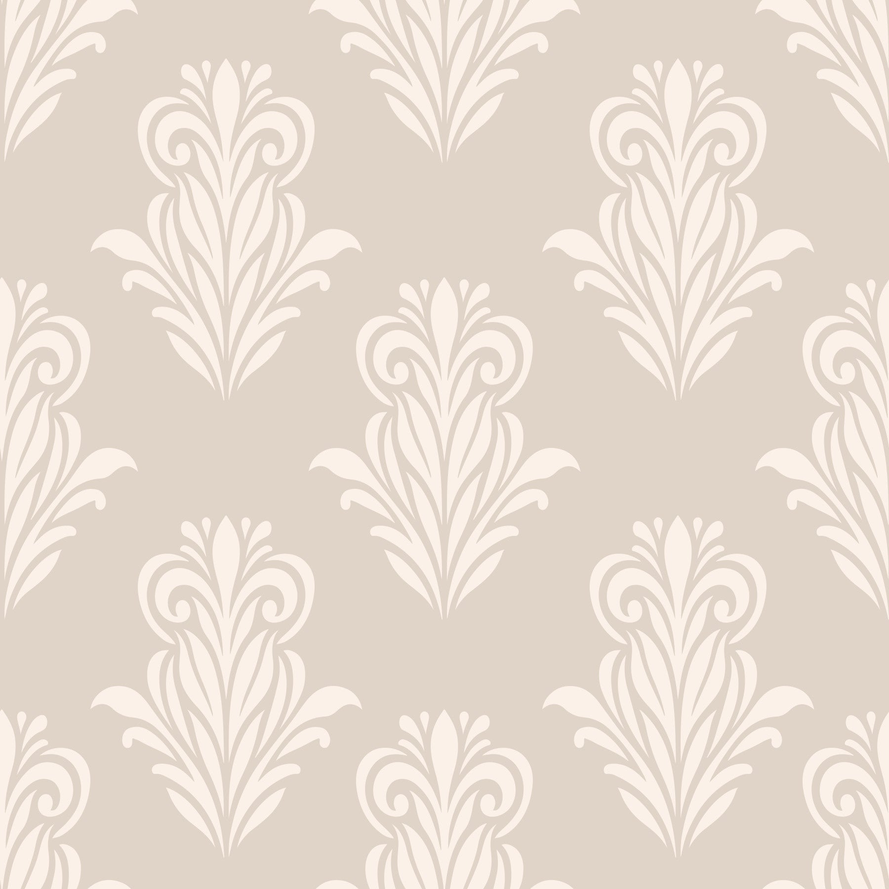 Creamy Damask Scroll Pattern Wallpaper⁠