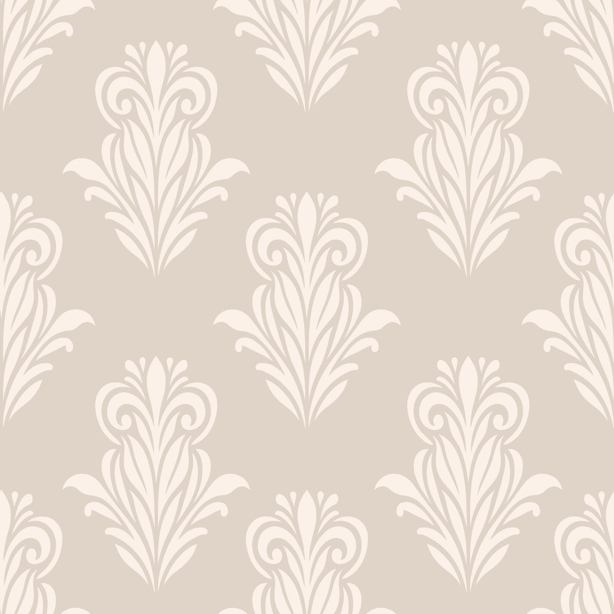 Creamy Damask Scroll Pattern Wallpaper⁠ in your room — zoomed