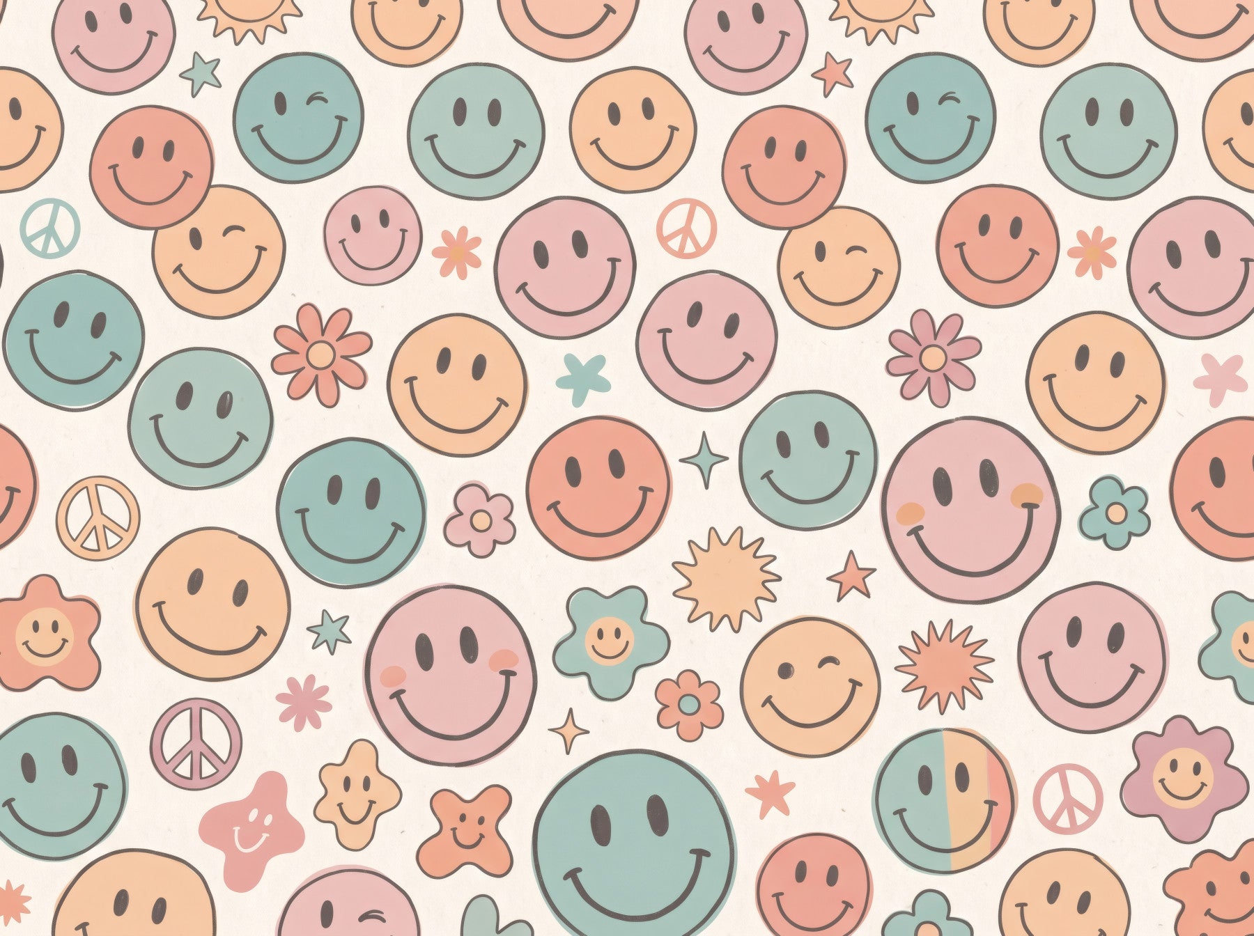Retro Happy Face Groovy Smiles Wall Mural