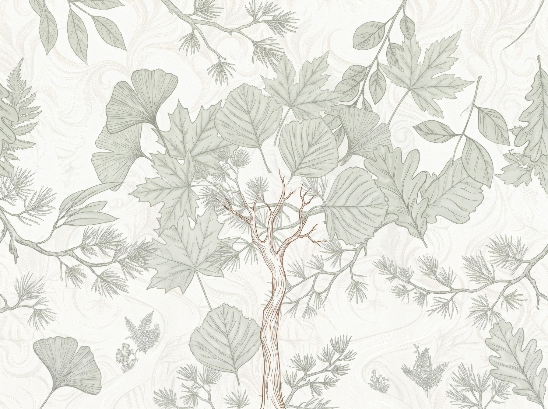 Serene Woodland Sketch Wall Mural