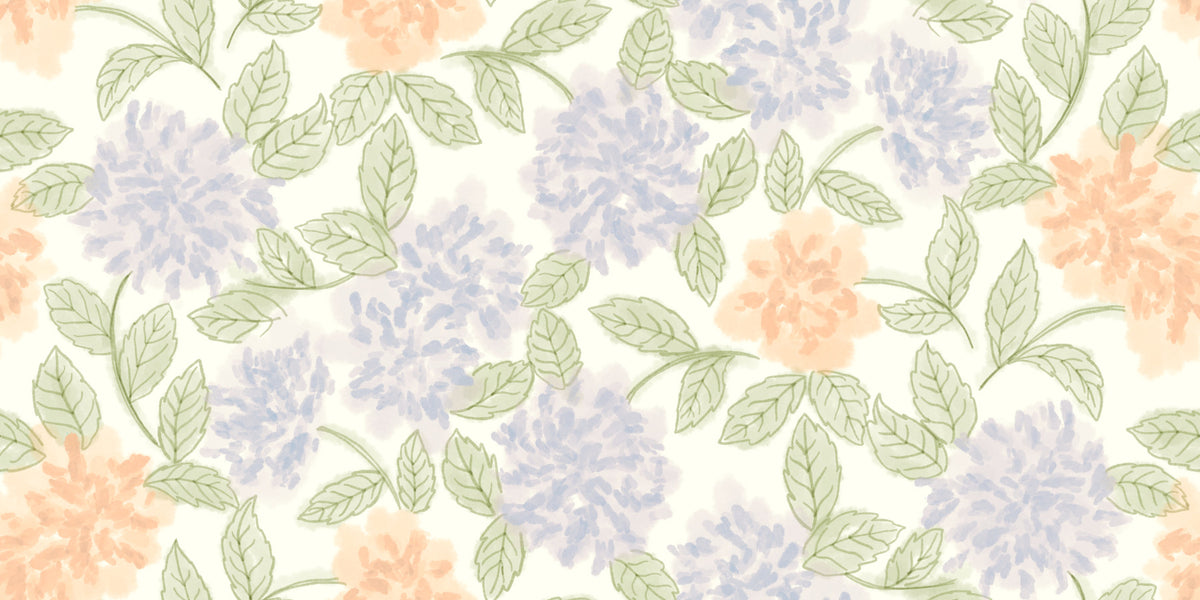 Blush and Periwinkle Garden Sketch Wallpaper⁠ in your room