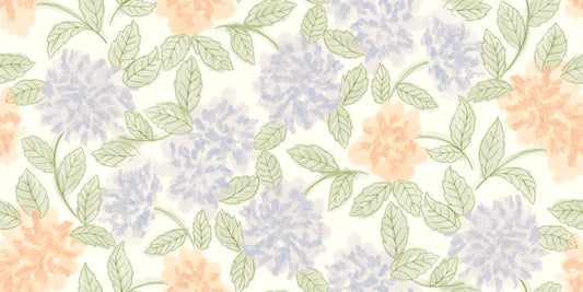 Blush and Periwinkle Garden Sketch Wallpaper⁠