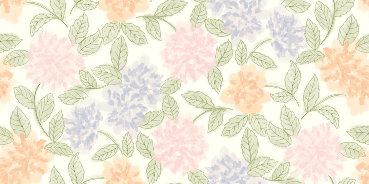 Whimsical Botanical Sketch Pattern Wallpaper⁠ in your room — zoomed