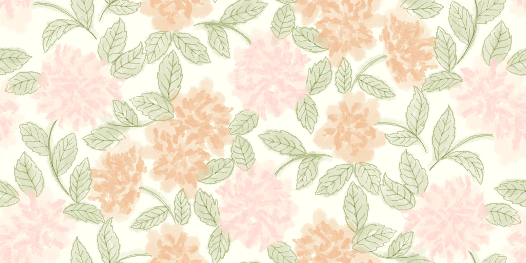 Serene Peony and Leaf Bloom Wallpaper⁠