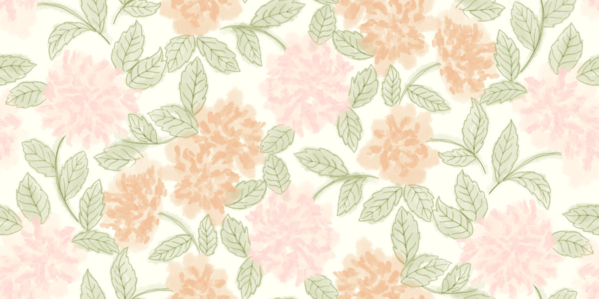 Serene Peony and Leaf Bloom Wallpaper⁠ in your room — zoomed