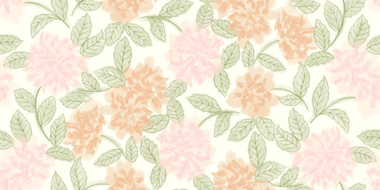 Serene Peony and Leaf Bloom Wallpaper⁠