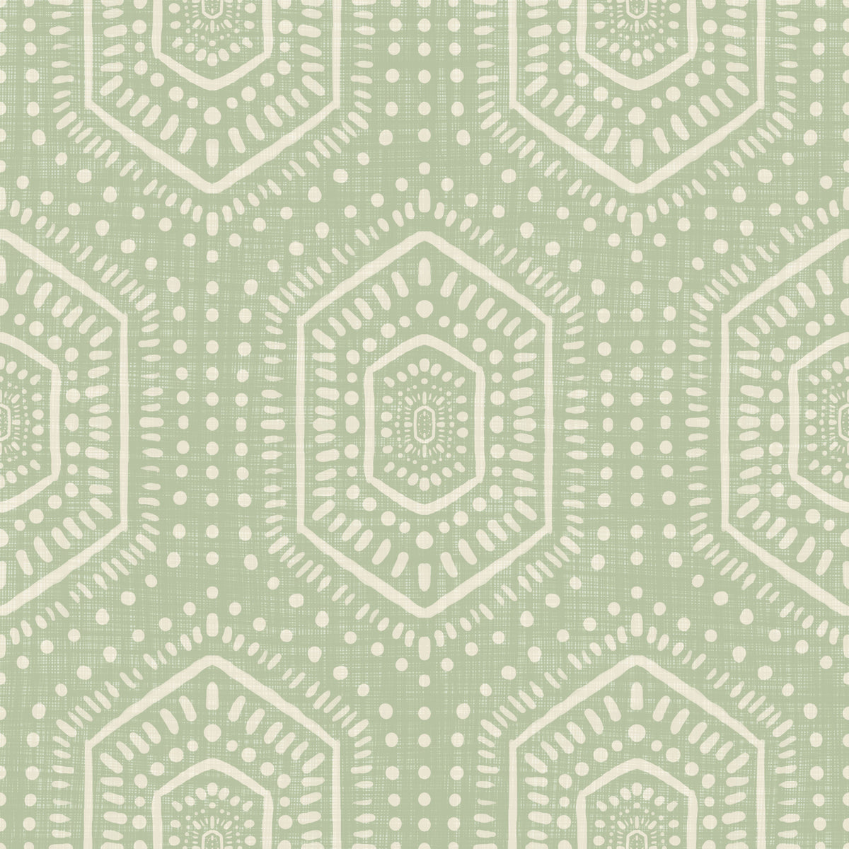 Boho Painted - Abstract Mudcloth Hexagons Tribal Geometric Pattern Chopped Dill Wallpaper⁠ in your room