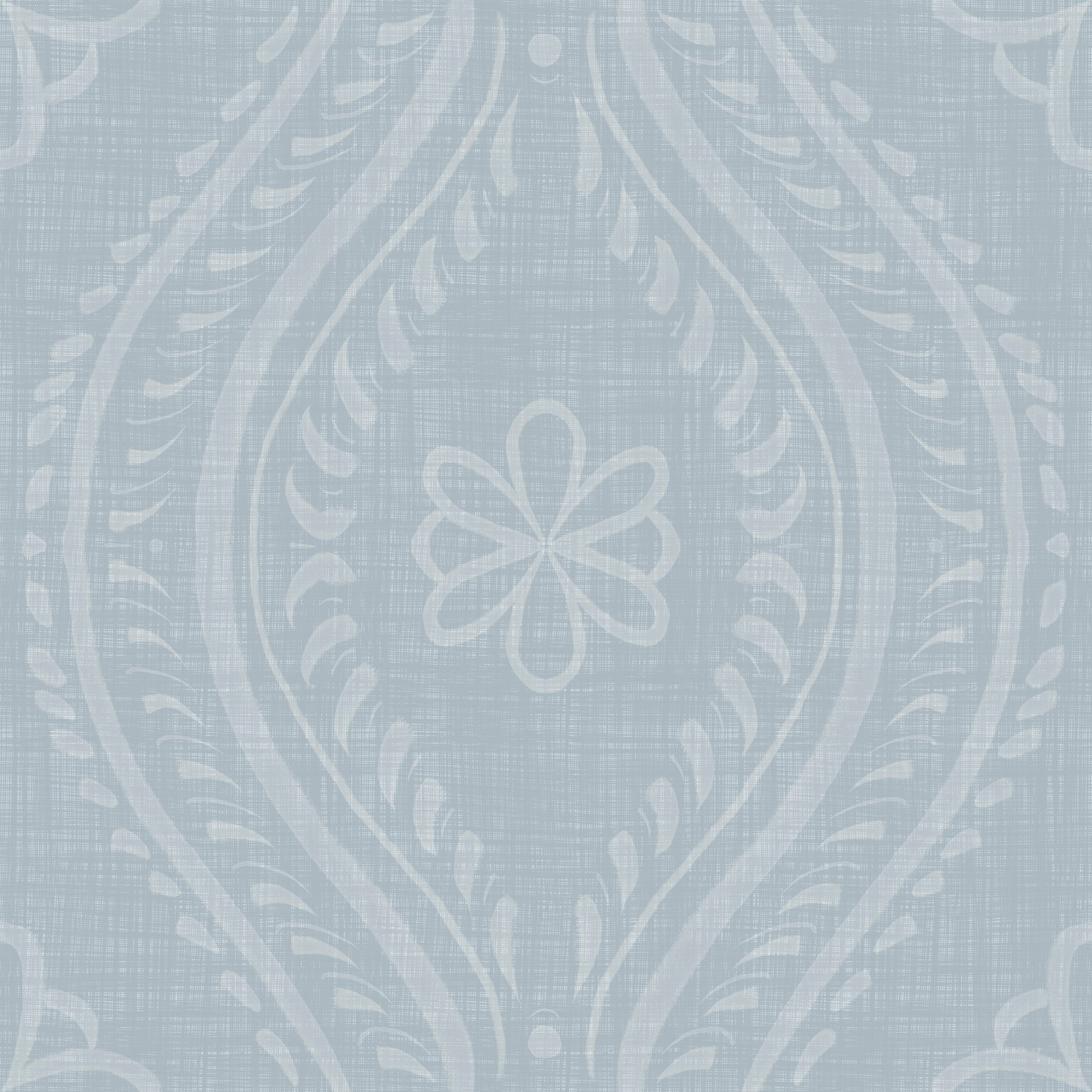 Faded Ogee Damask - French Blue Wallpaper⁠