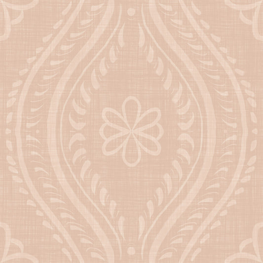 Faded Ogee Damask - Cinnamon Tea Wallpaper⁠