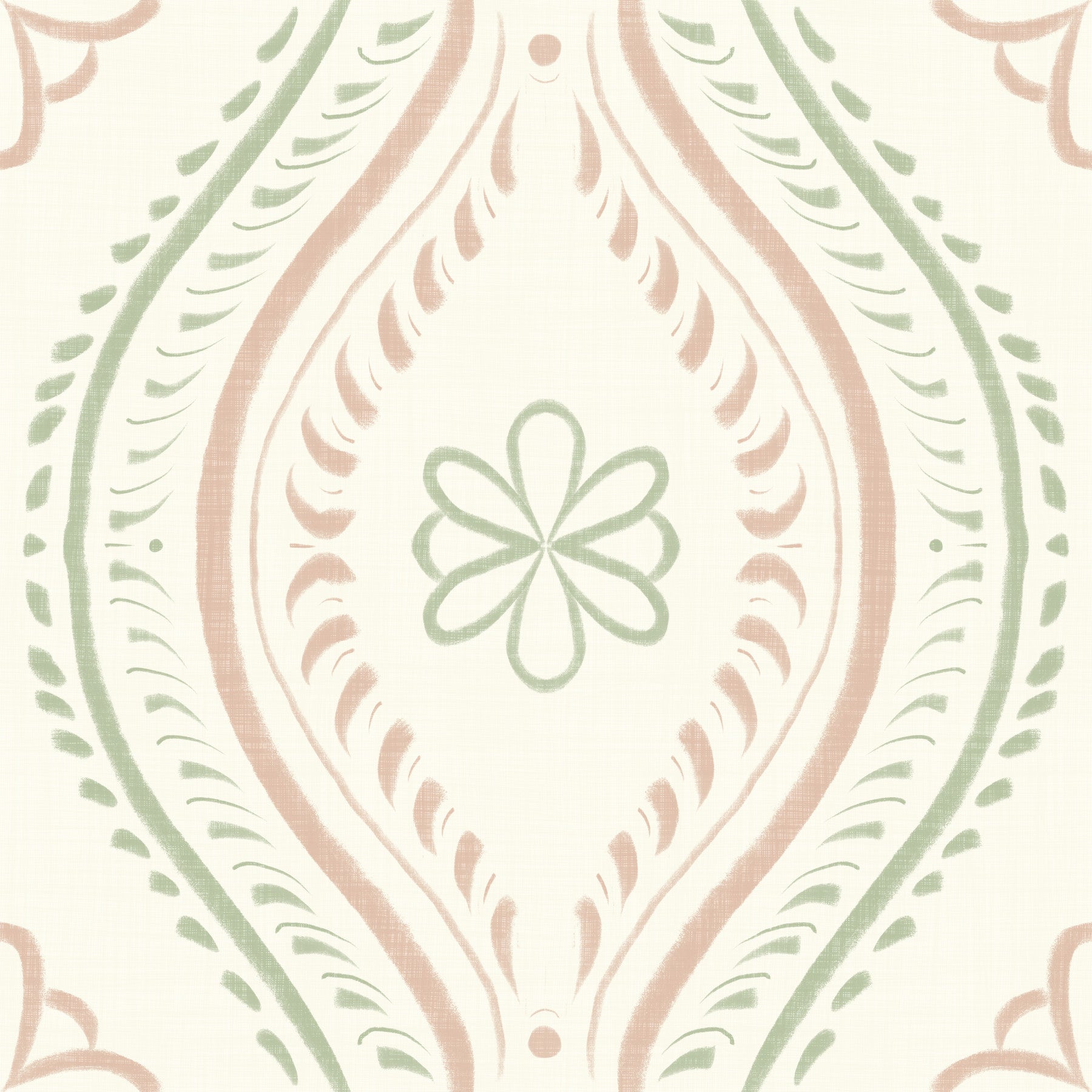 Faded Ogee Damask - Classic Grandmillennial Wallpaper⁠