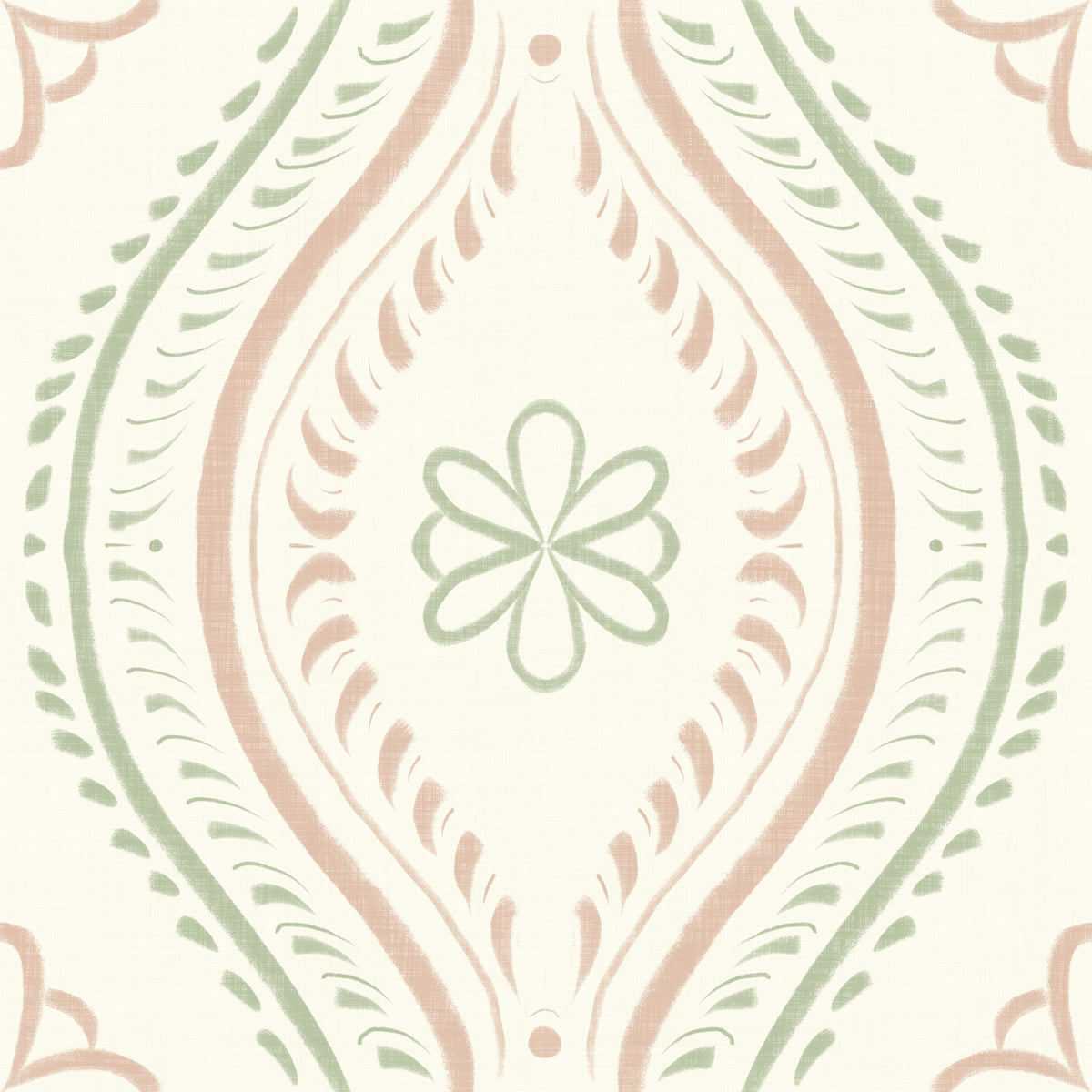 Faded Ogee Damask - Classic Grandmillennial Wallpaper⁠ in your room