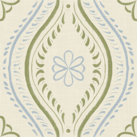 Faded Ogee Damask - Timiless French Country Wallpaper⁠