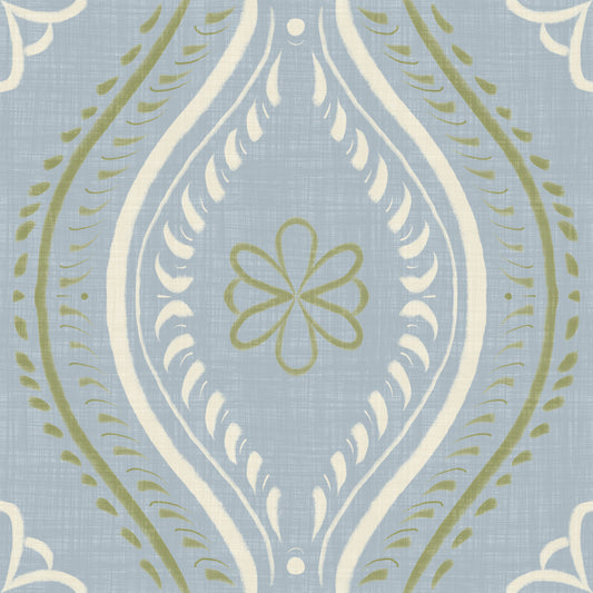 Faded Ogee Damask - Classic French Country Wallpaper⁠