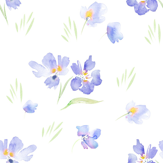 Watercolor Meadow Violet Blossoms Wallpaper⁠