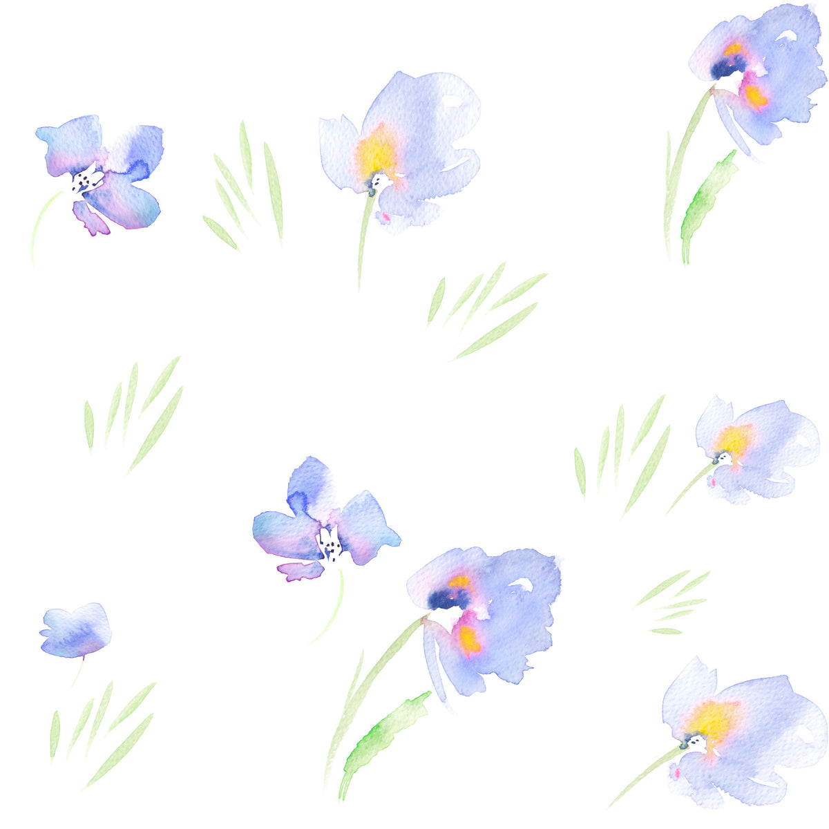Soft Watercolor Blue Petals Wallpaper⁠ in your room — zoomed