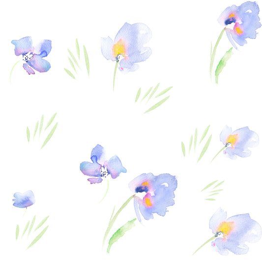 Soft Watercolor Blue Petals Wallpaper⁠