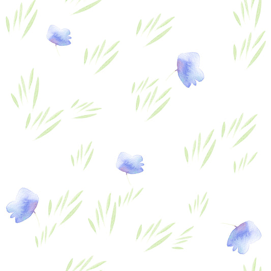 Minimalist Botanical Blue Petals Wallpaper⁠