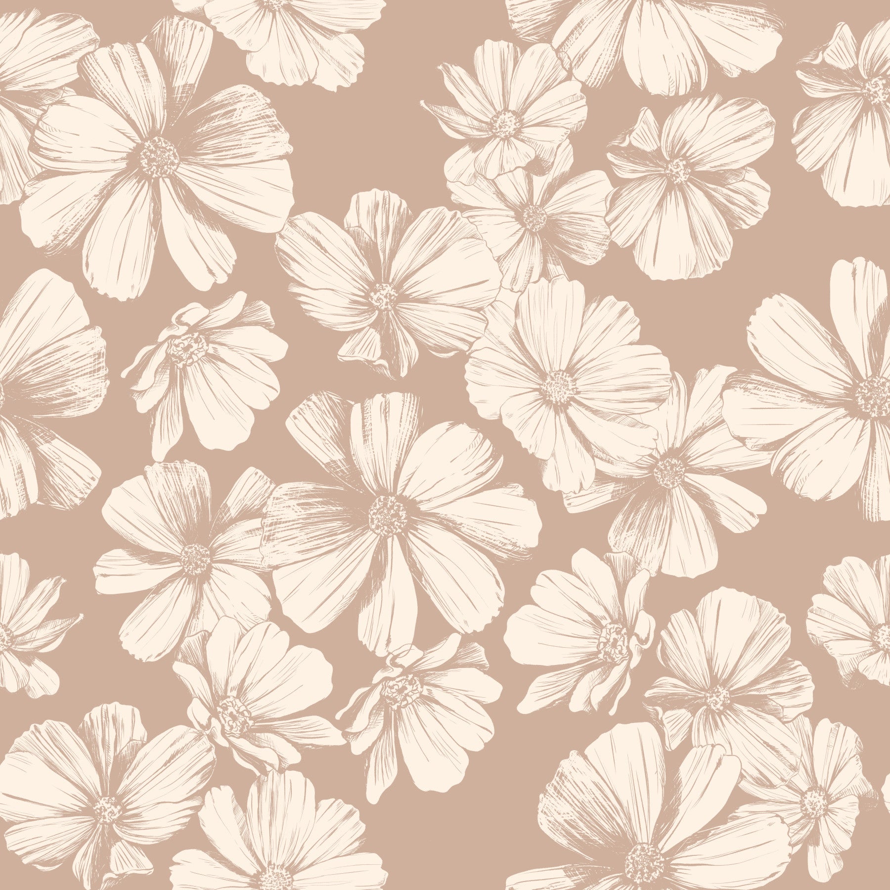 Creamy Botanical Sketches Wallpaper⁠