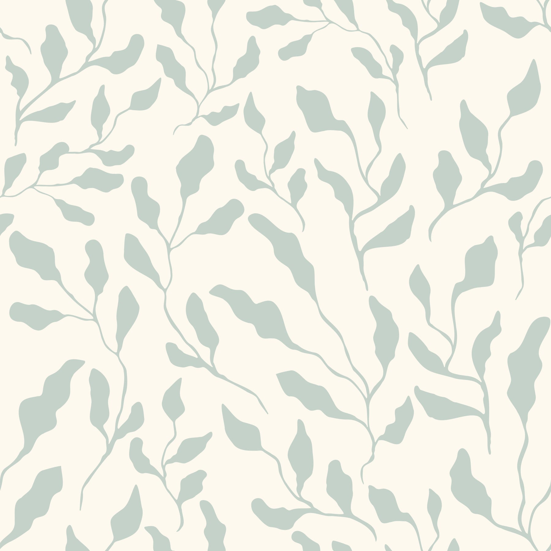 Cream and Sage Leaf Repeat Wallpaper⁠