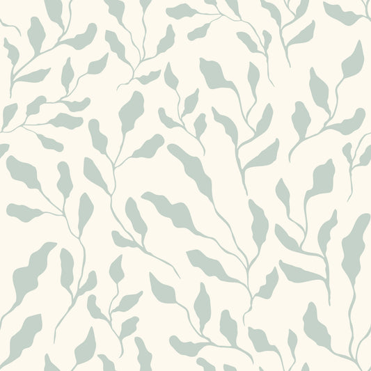 Cream and Sage Leaf Repeat Wallpaper⁠
