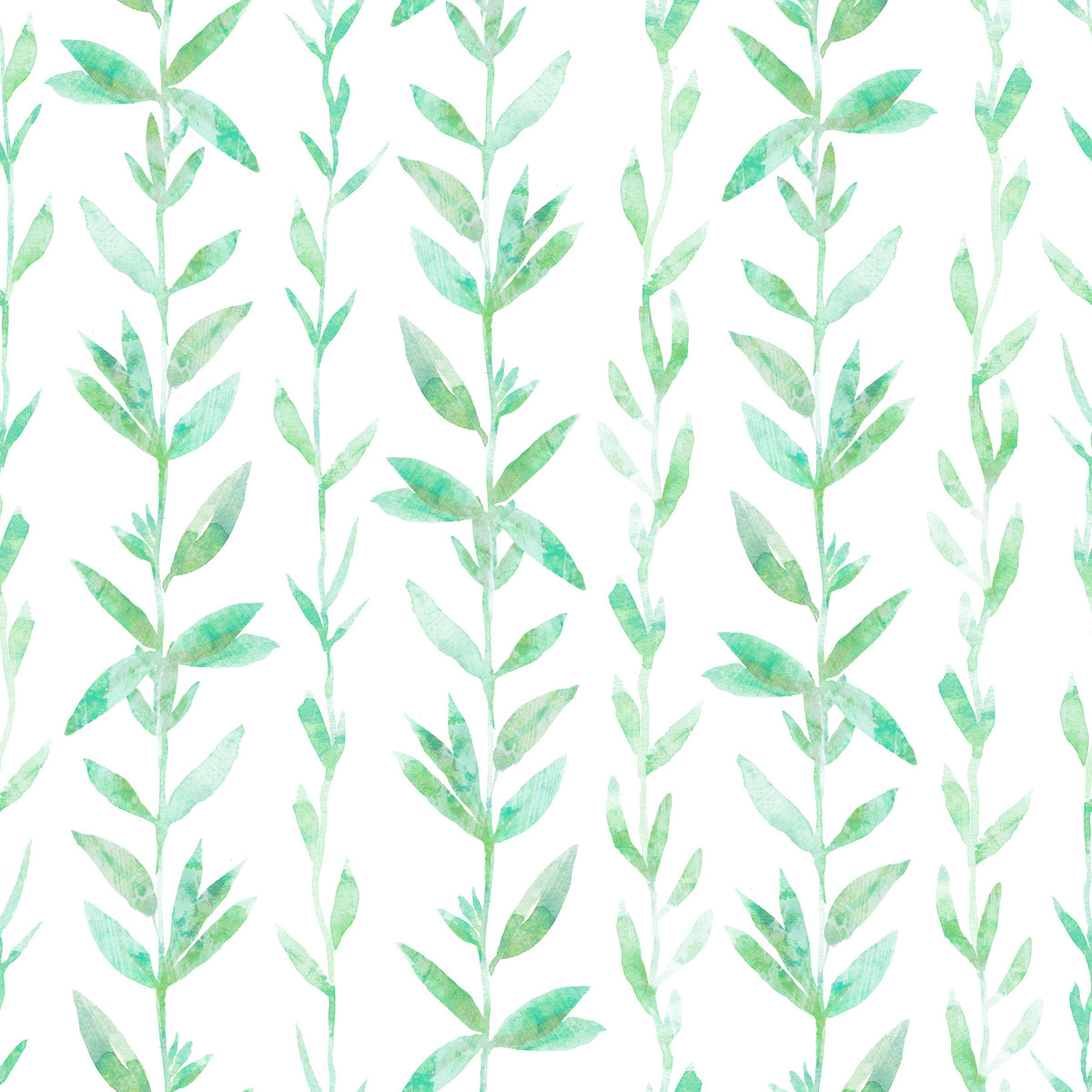 Watercolor Vertical Fern Vine Trail Wallpaper⁠