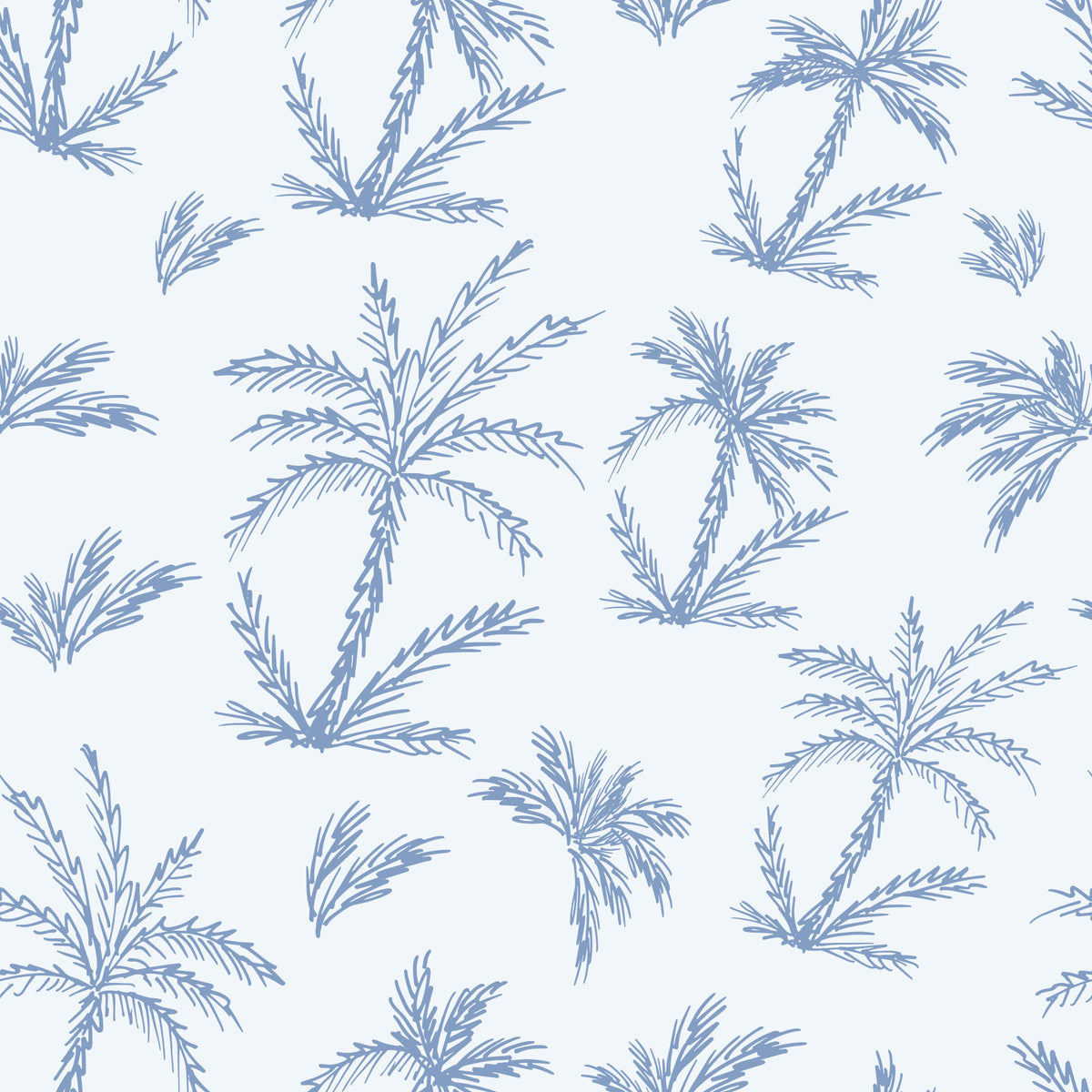 Breezy Blue Palm Orchard Wallpaper⁠ in your room — zoomed
