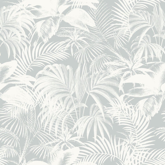 Monochromatic Tropical Palm Foliage Wallpaper⁠